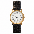 Vintage Timex Gold-Tone Roman Numeral Watch with Black Textured Strap