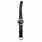 Vintage Silver-Tone Chronograph Quartz Watch with Black - Battery Required