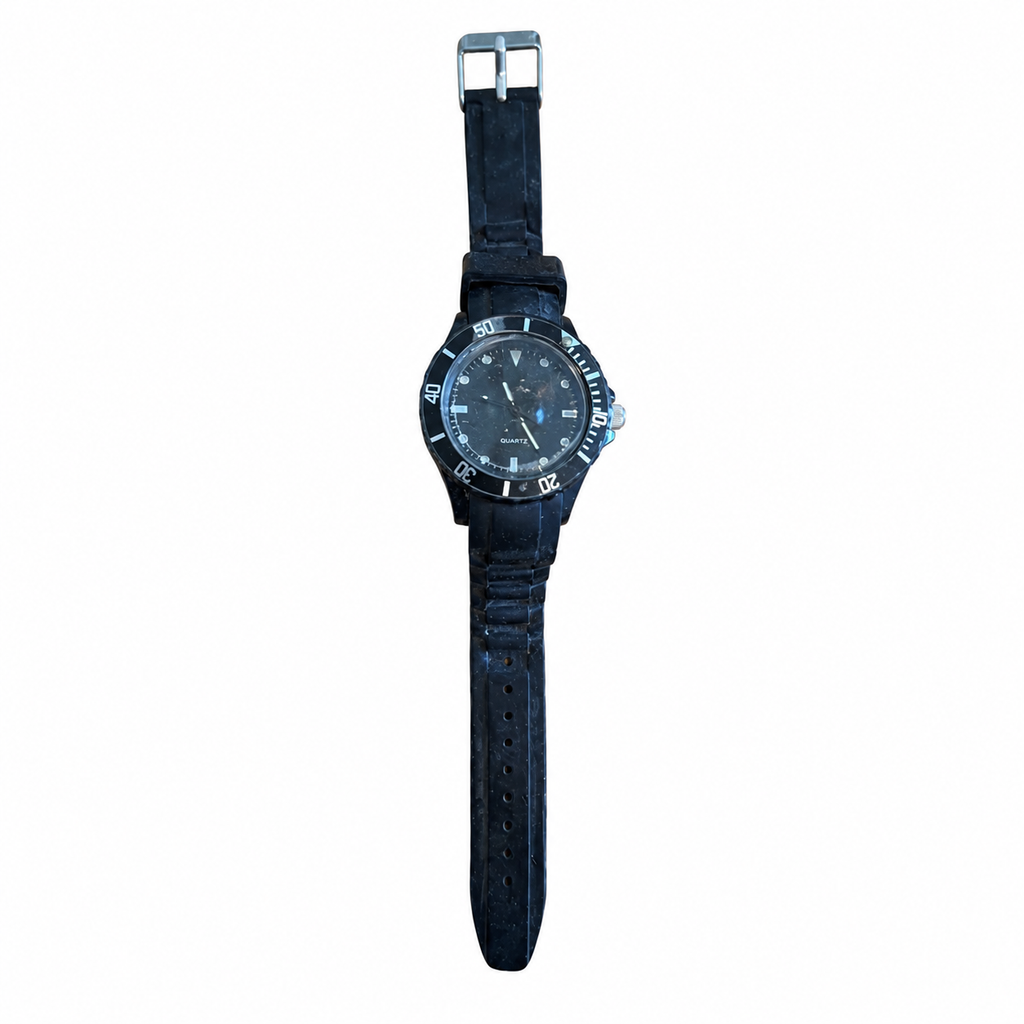 Vintage Black Bezel Analog Quartz Dive-Style Watch - Battery Required