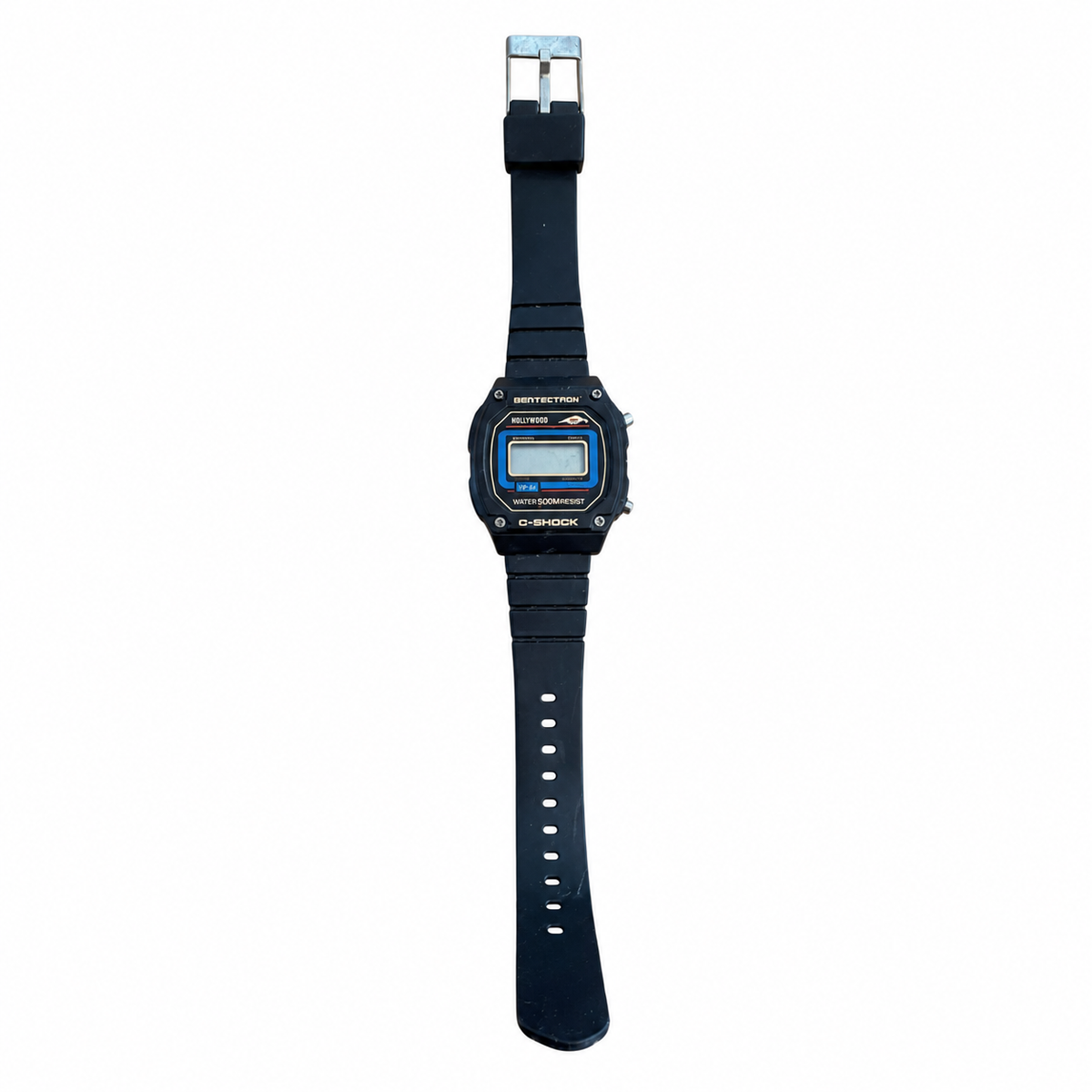 Vintage Black Retro Digital Quartz Watch with Gold-Tone Trim - Battery Required