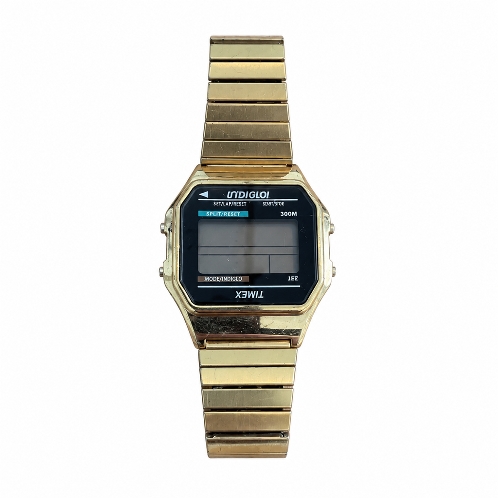 Vintage Timex Indiglo Digital Watch - Gold-Tone Expansion - Battery Required