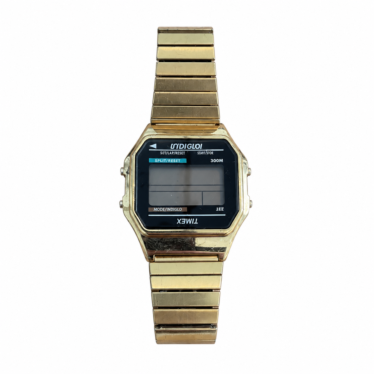 Vintage Timex Indiglo Digital Watch - Gold-Tone Expansion - Battery Required