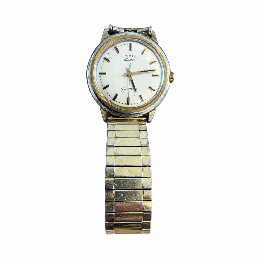 Vintage Timex Electric Dynabeat Analog Watch - Silver-Tone - Battery Required