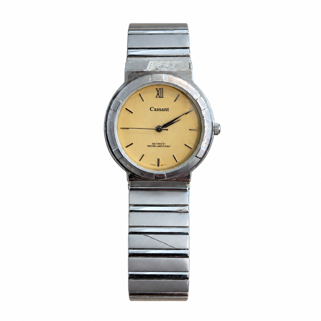Vintage Cassant Quartz Water Resistant Watch - Gold Dial - Battery Required