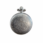 Vintage Engraved Silver-Tone Hunter Pocket Watch - Roman Numeral Dial, Requires a Battery