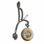 Vintage Mechanical Skeleton Gold-Tone Pocket Watch with Chain - Winding Required