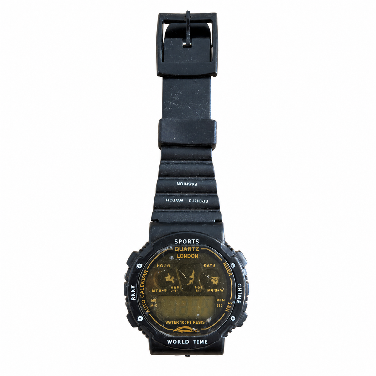 Vintage Sports Quartz London World Time Digital Watch - Battery Required