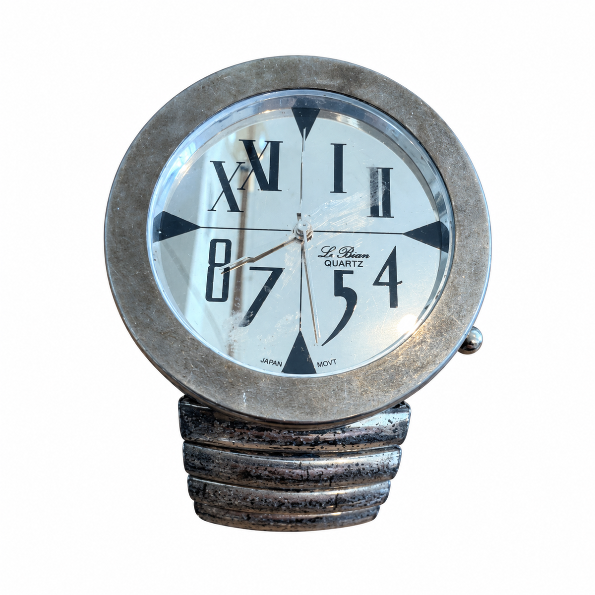 Vintage La Reine Quartz Oversized Silver-Tone Mixed Numeral - Battery Required