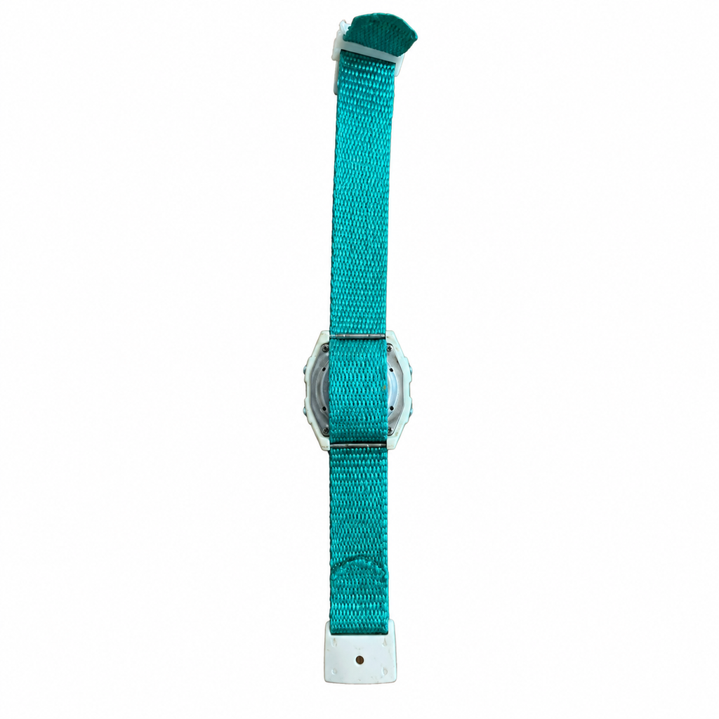 Vintage Aqua Fabric Strap Digital Sports Wristwatch - Battery Required