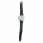 Vintage Gold-Tone Colorful Art Dial Burgundy Strap Quartz - Battery Required