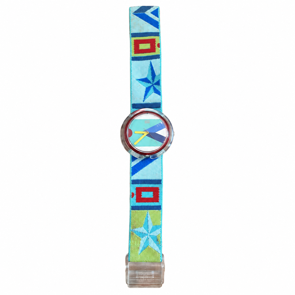 Vintage Colorful Geometric Fabric Strap Quartz Wristwatch - Battery Required