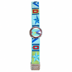 Vintage Colorful Geometric Fabric Strap Quartz Wristwatch - Battery Required