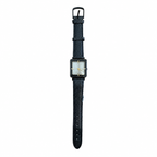 Vintage Rectangular Black & Gold-Tone Minimalist Quartz Watch - Battery Required