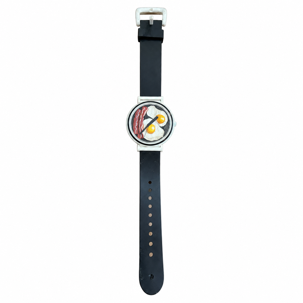 Vintage Bacon & Eggs Breakfast Novelty Quartz Watch - Battery Required