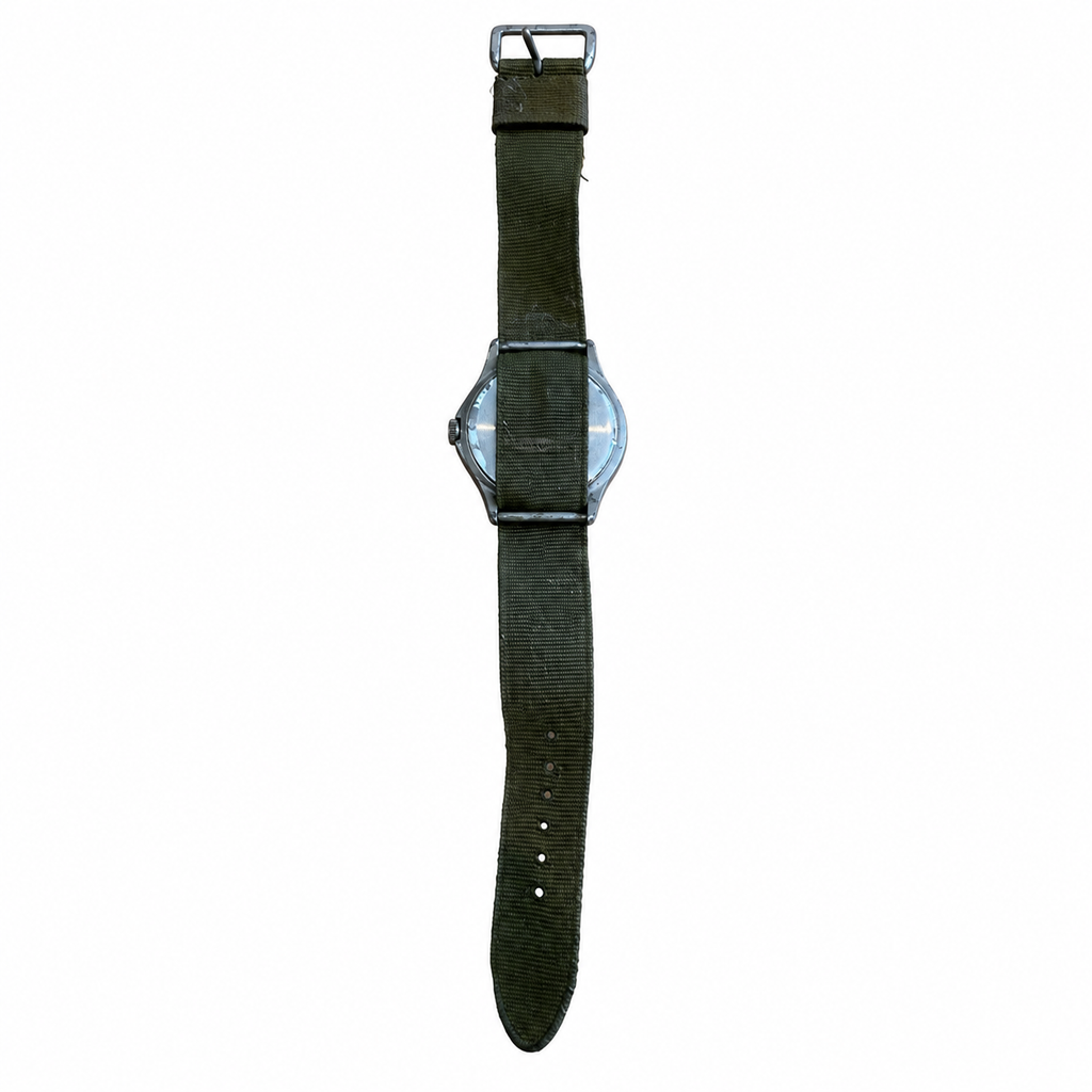 Vintage Military Quartz Field Watch with Day-Date & Olive - Battery Required