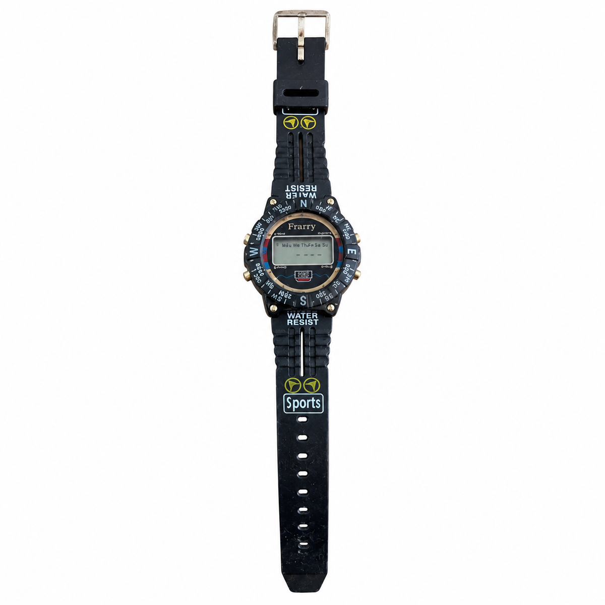 Vintage Ferarry Digital Compass-Style Black Sports Wristwatch - Battery Required
