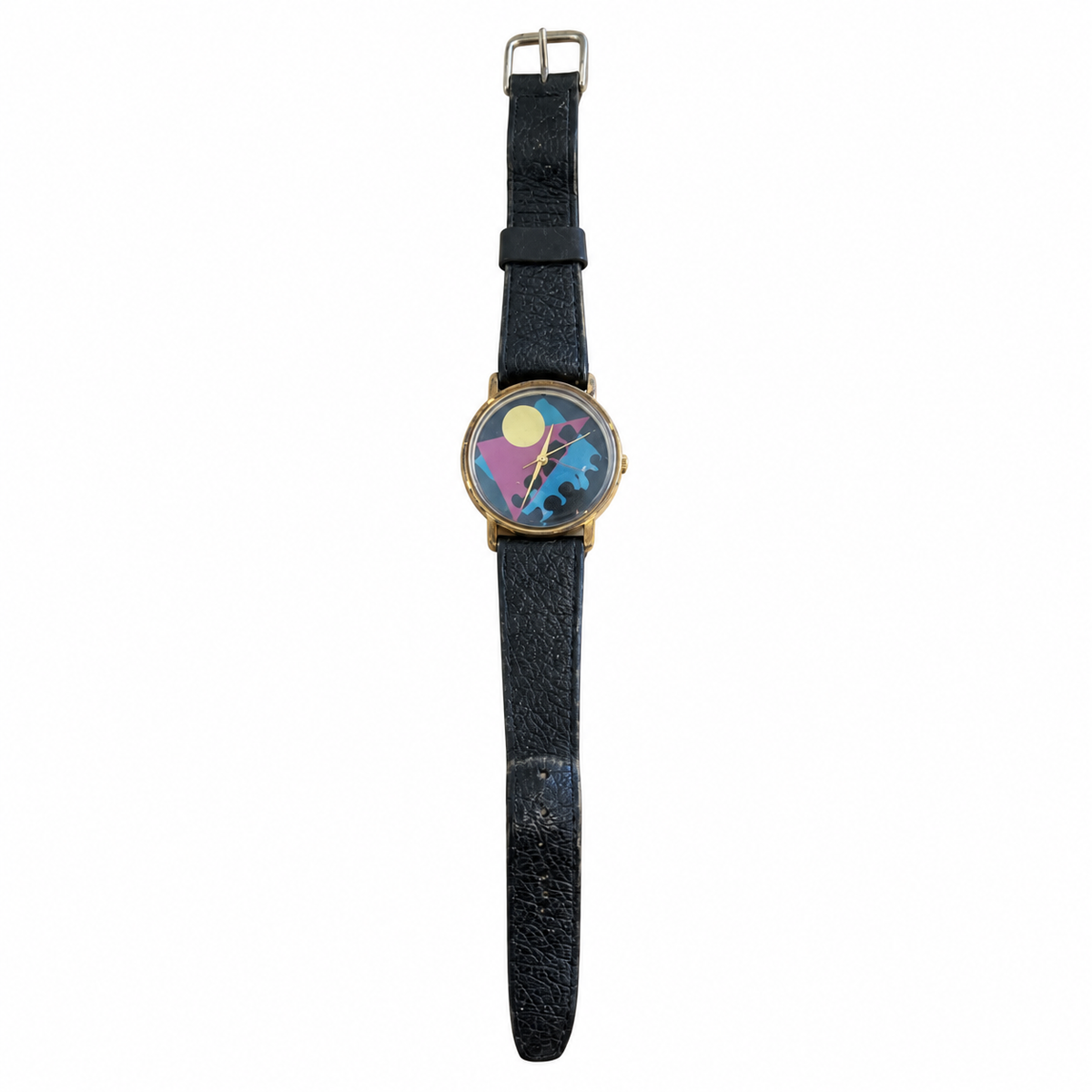 Vintage Colorful Abstract Art Dial Quartz Watch with Black - Battery Required