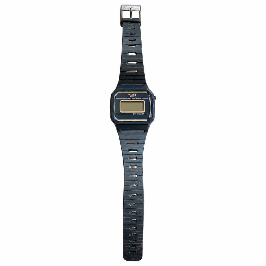 Vintage Timex Quartz Black Digital Resin Strap Wristwatch - Battery Required