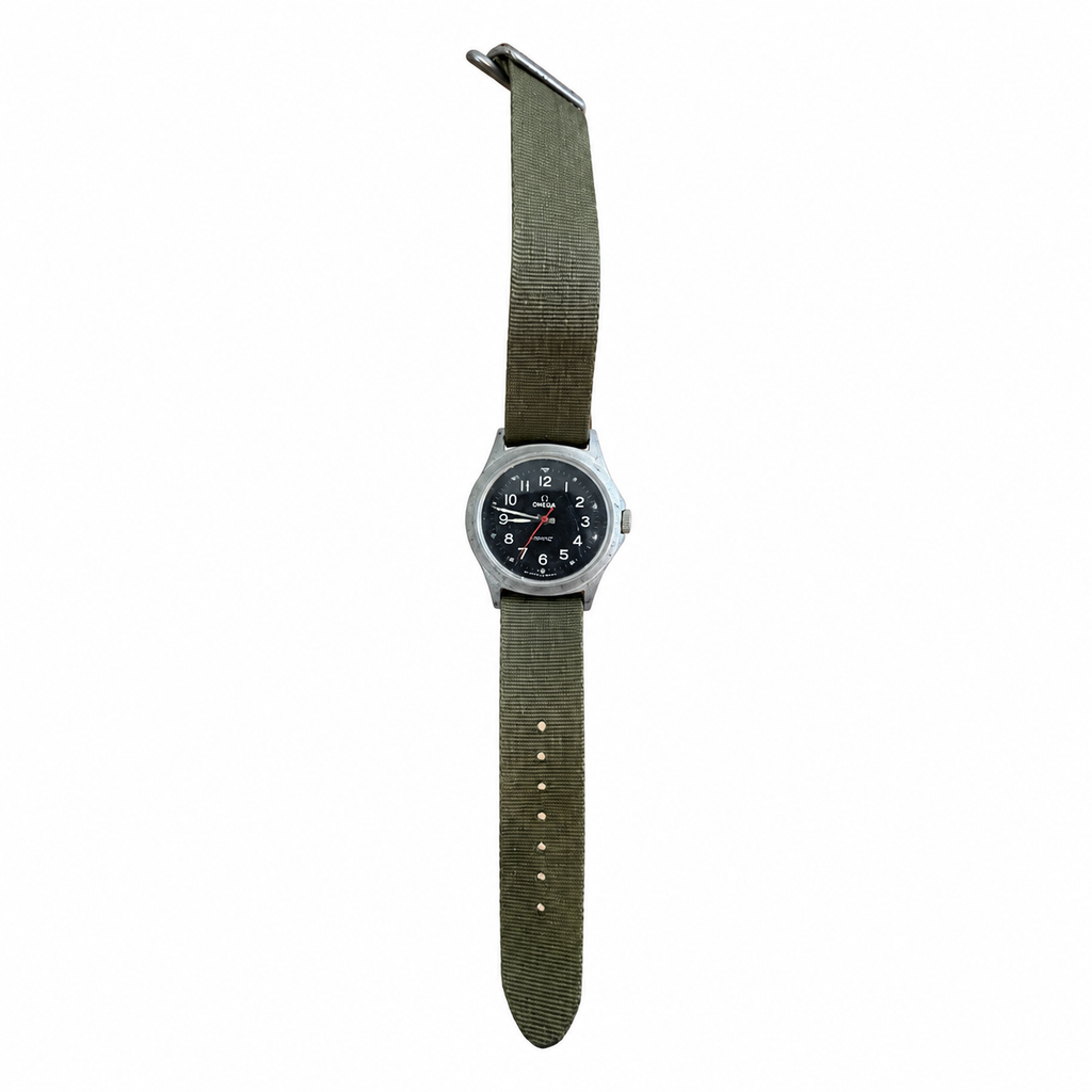 Vintage Cheval Military Field Quartz Watch with Olive Nylon Strap - Battery Required