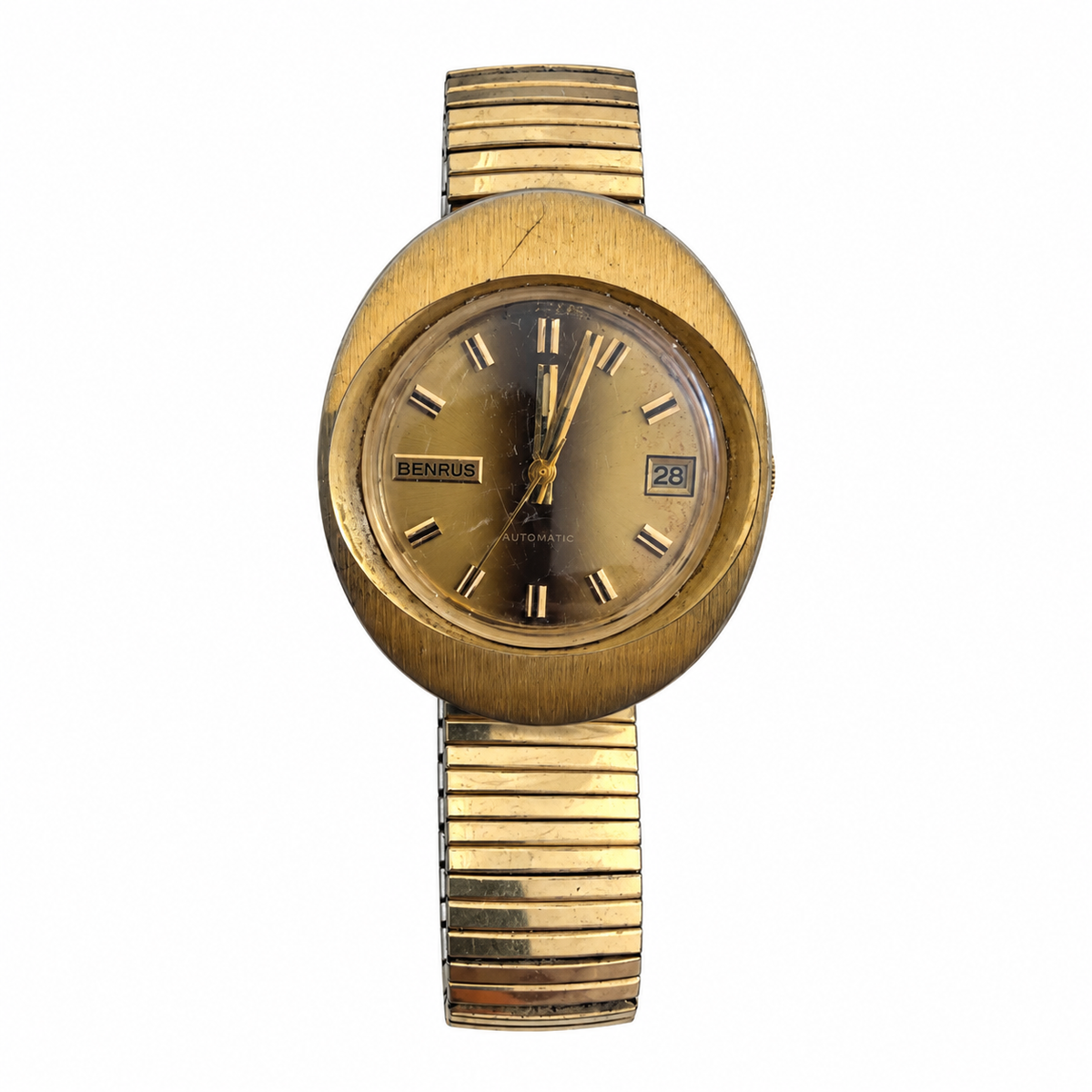 Vintage Benrus Automatic Gold-Tone Date Watch - No Battery Required