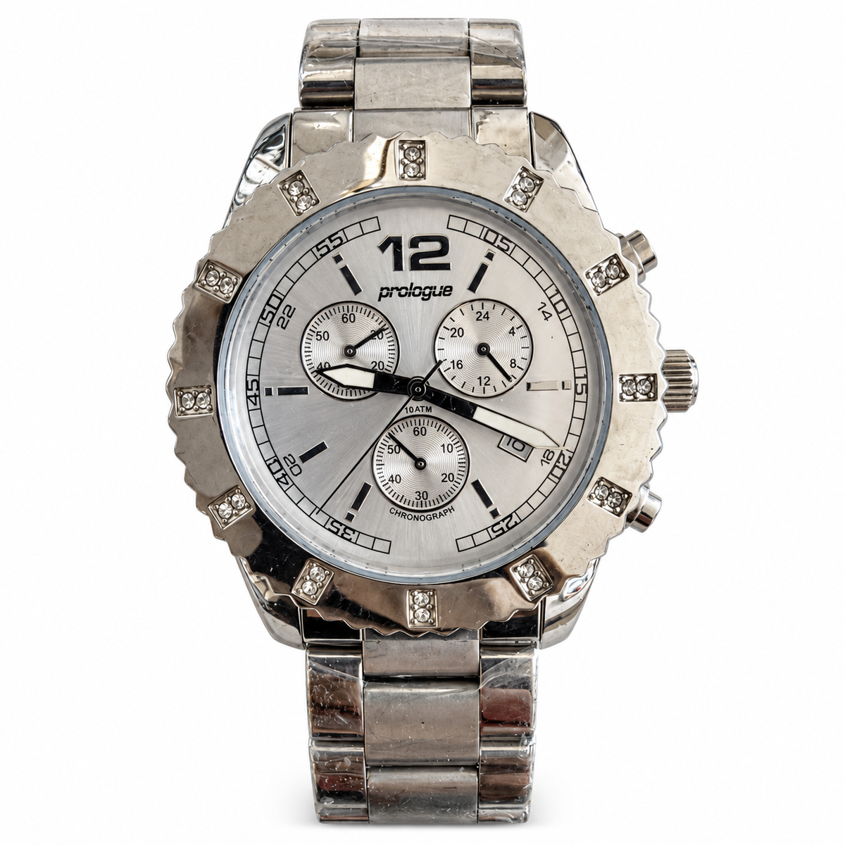 Vintage Prologue 10 ATM Crystal-Bezel Multi-Subdial Chronograph Watch - Requires a Battery