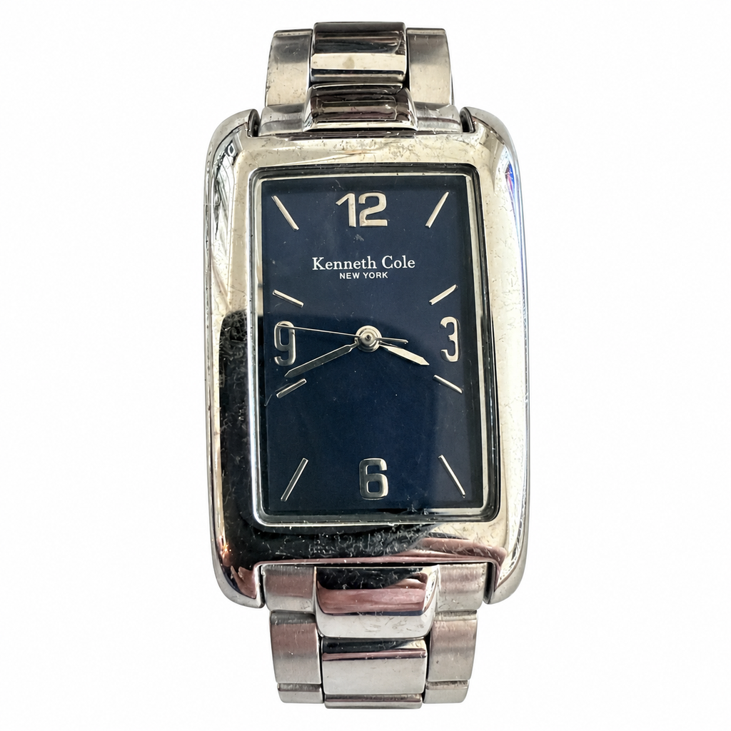 Vintage Kenneth Cole New York Rectangular Blue Dial Watch - Requires a Battery