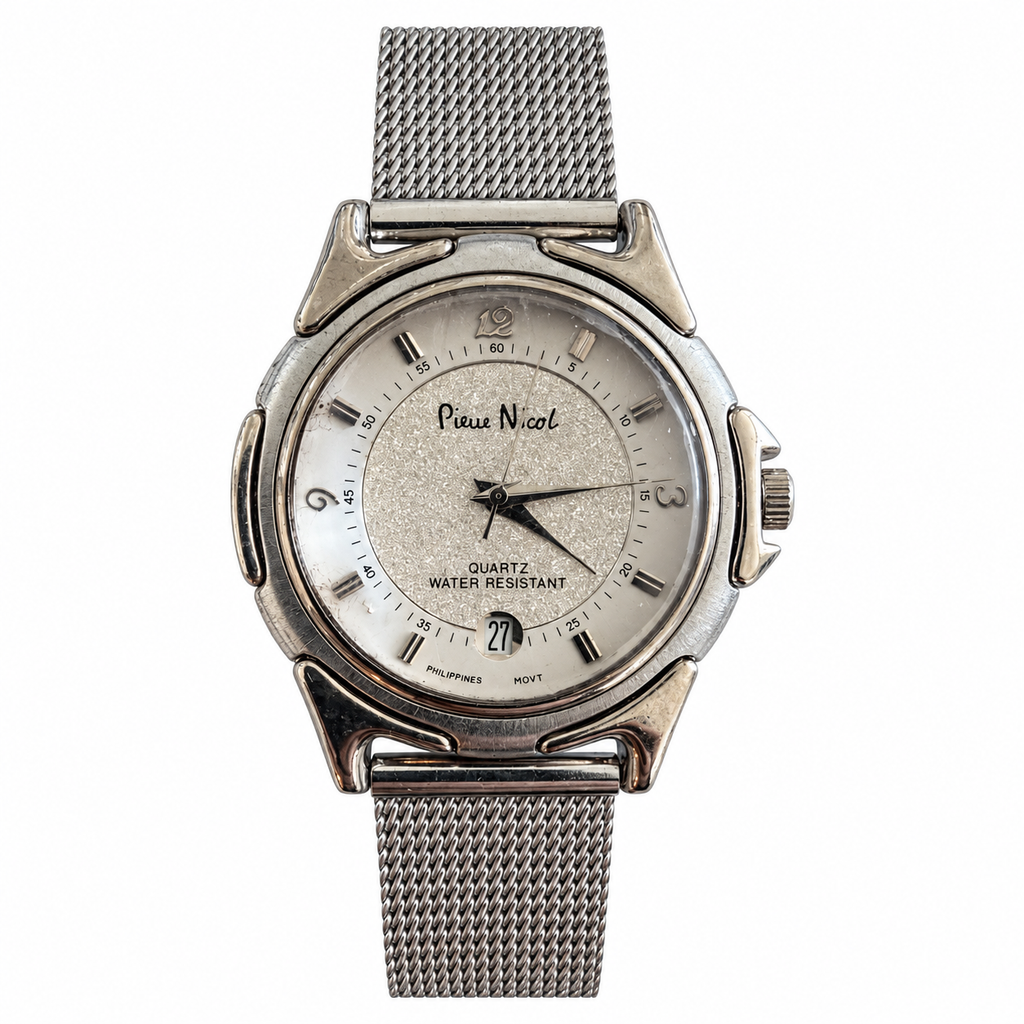 Vintage Pierre Nicol Silver Dial Mesh Watch - Requires a Battery