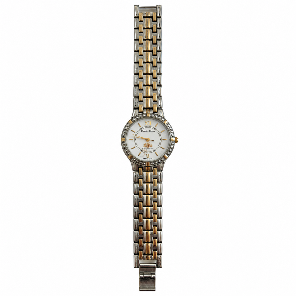 Vintage Charles Delon Companion Two-Tone Crystal-Bezel Watch - Requires a Battery