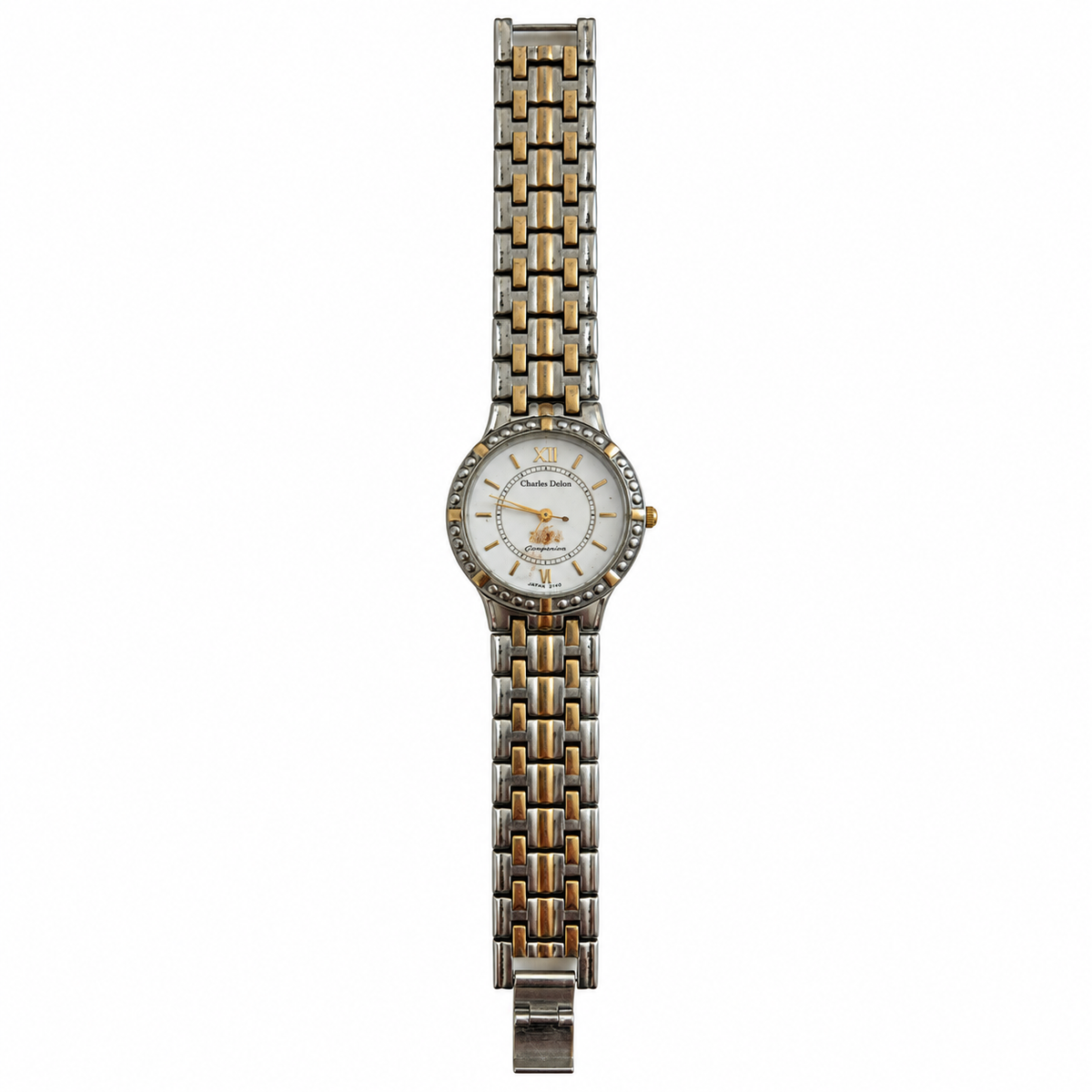 Vintage Charles Delon Companion Two-Tone Crystal-Bezel Watch - Requires a Battery