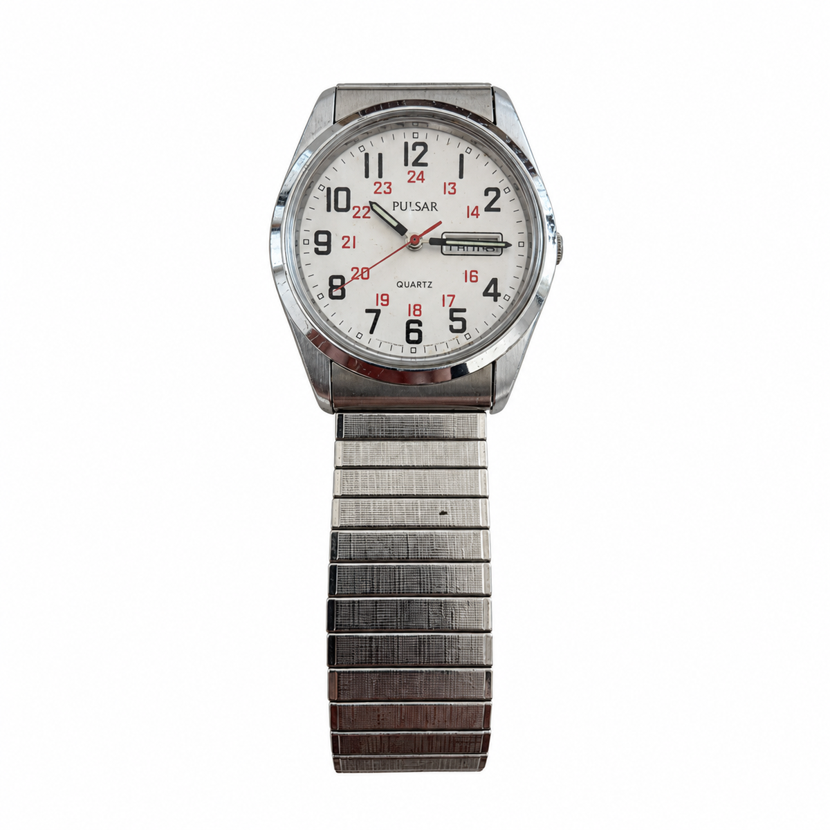 Vintage Pulsar V893-0020 Military Day-Date Quartz Watch - Requires a Battery