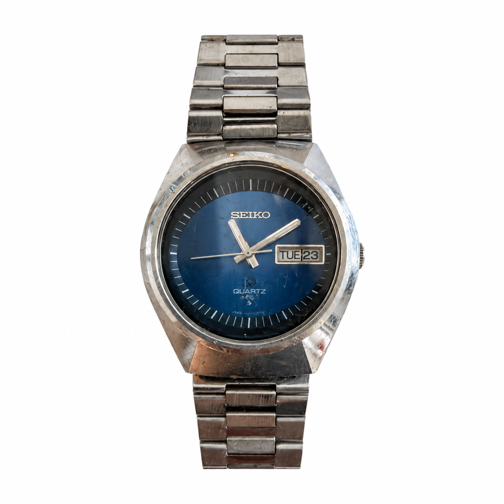 Vintage Seiko 4004 0903-8019 Blue Day-Date Quartz Watch- Requires a Battery