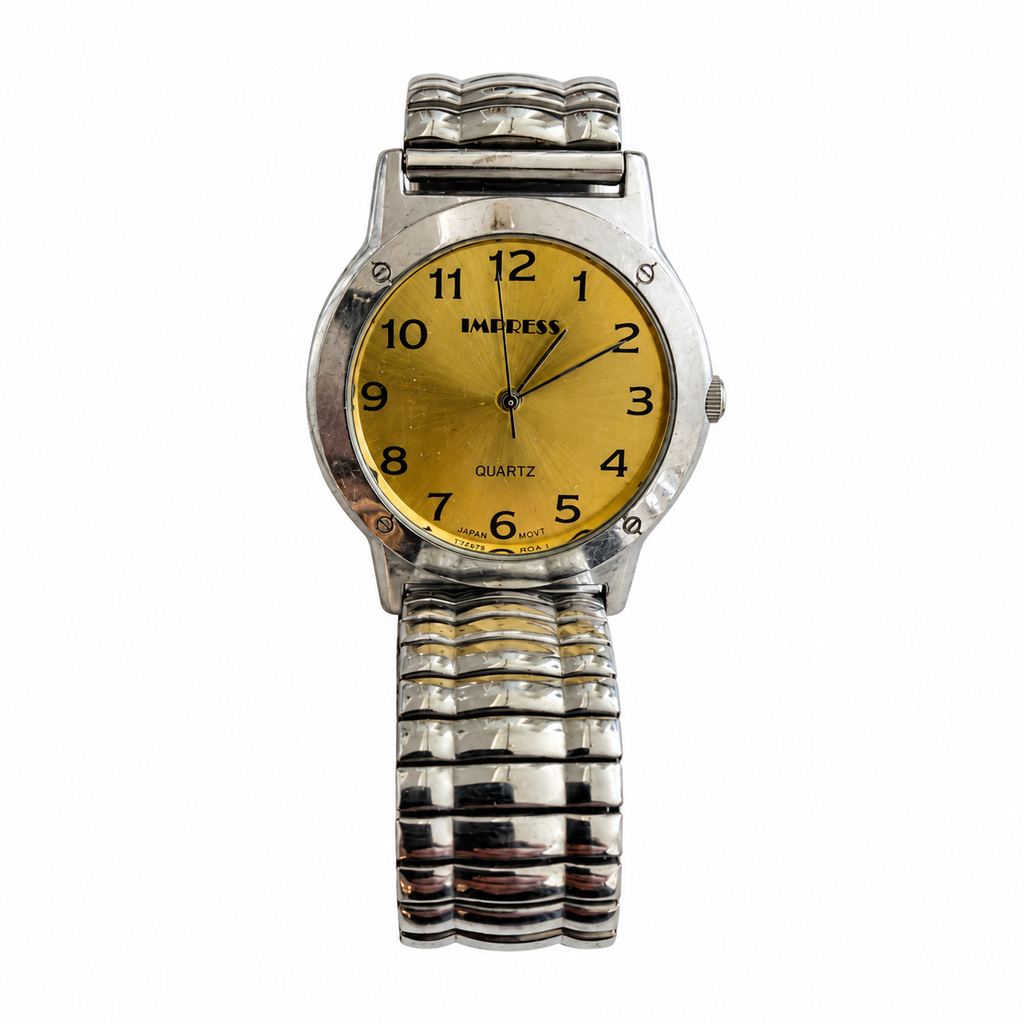 Vintage Impress Gold Dial Arabic Numeral Quartz Watch - Requires a Battery