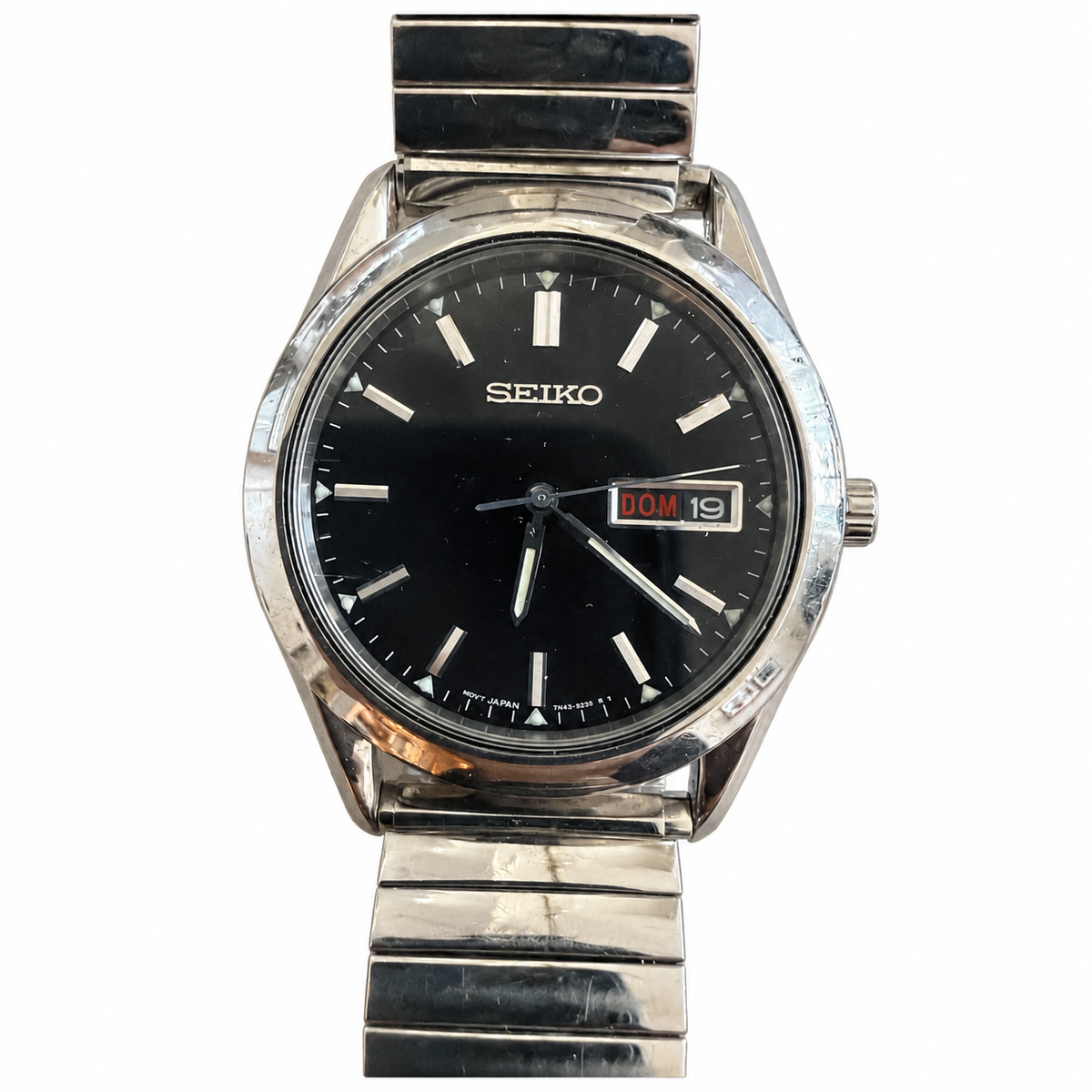 Vintage Seiko 7N43-9251 Black Dial Day-Date Quartz Watch - Requires a Battery