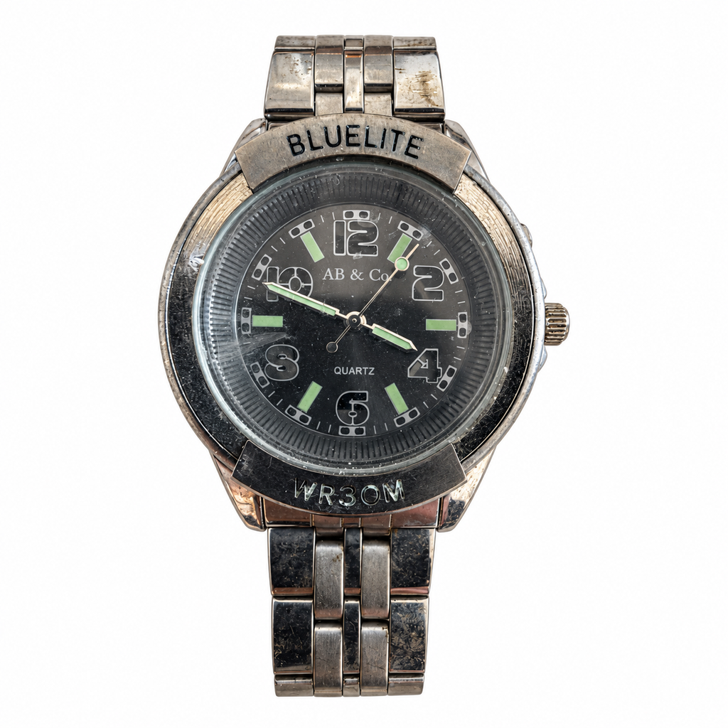 Vintage AB & Co Bluelite WR30M Black Dial Quartz Watch - Requires a Battery