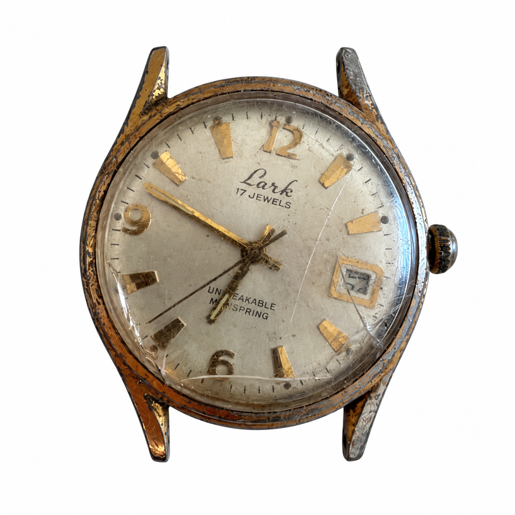 Vintage Lark 17-Jewel Date Mechanical Watch - Requires Winding