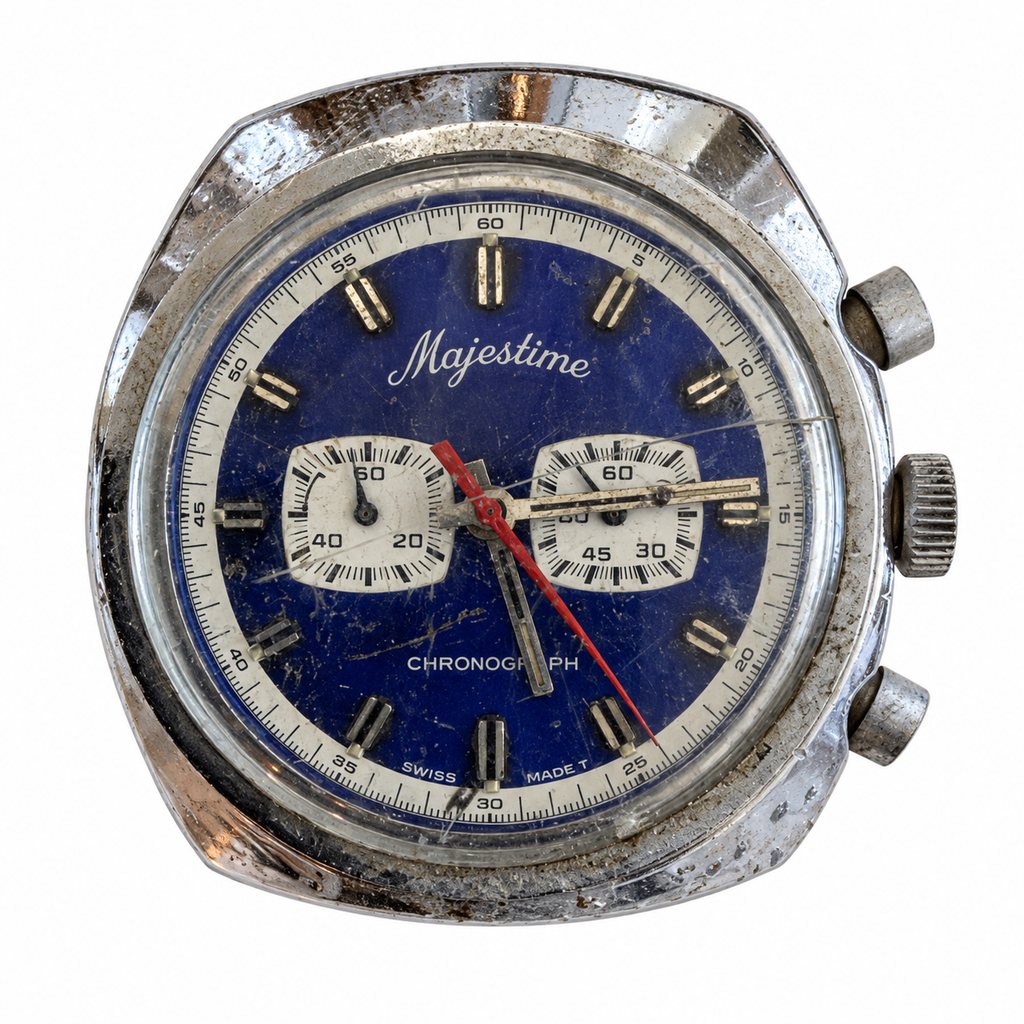 Vintage Majestime Swiss Two-Register Chronograph Watch - Requires Winding