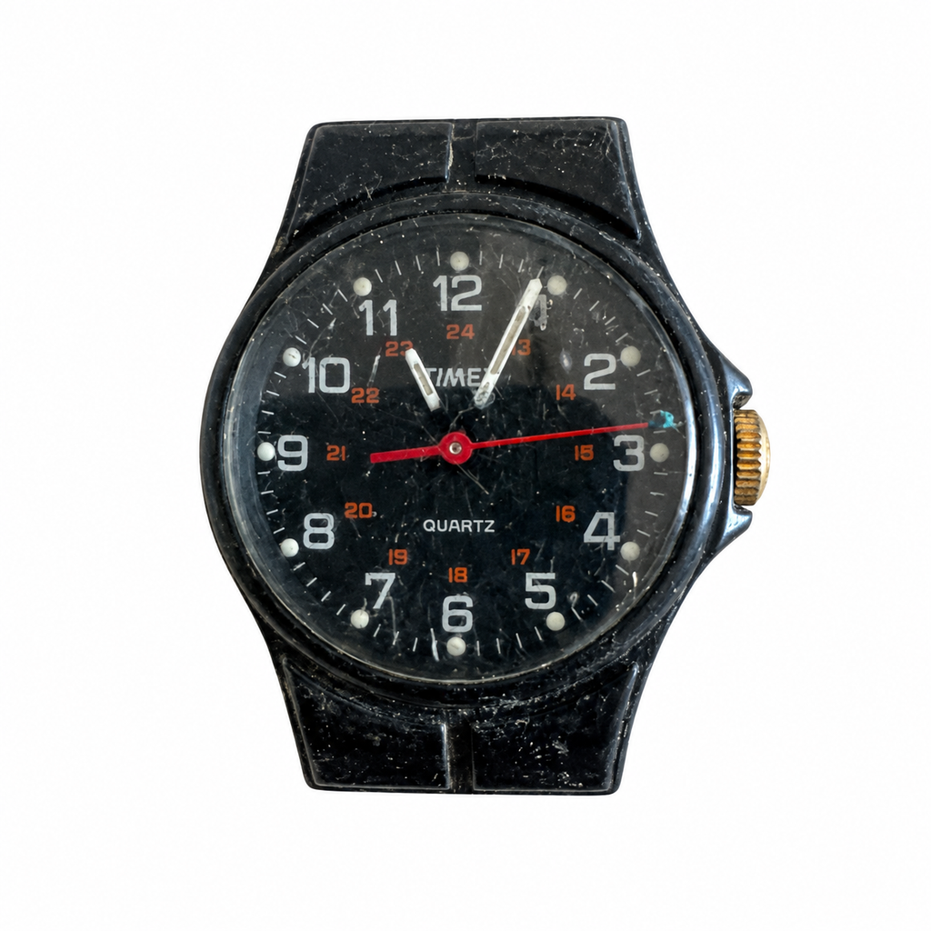 Vintage Timex Black Dial 24-Hour Field Quartz Watch - Requires a Battery