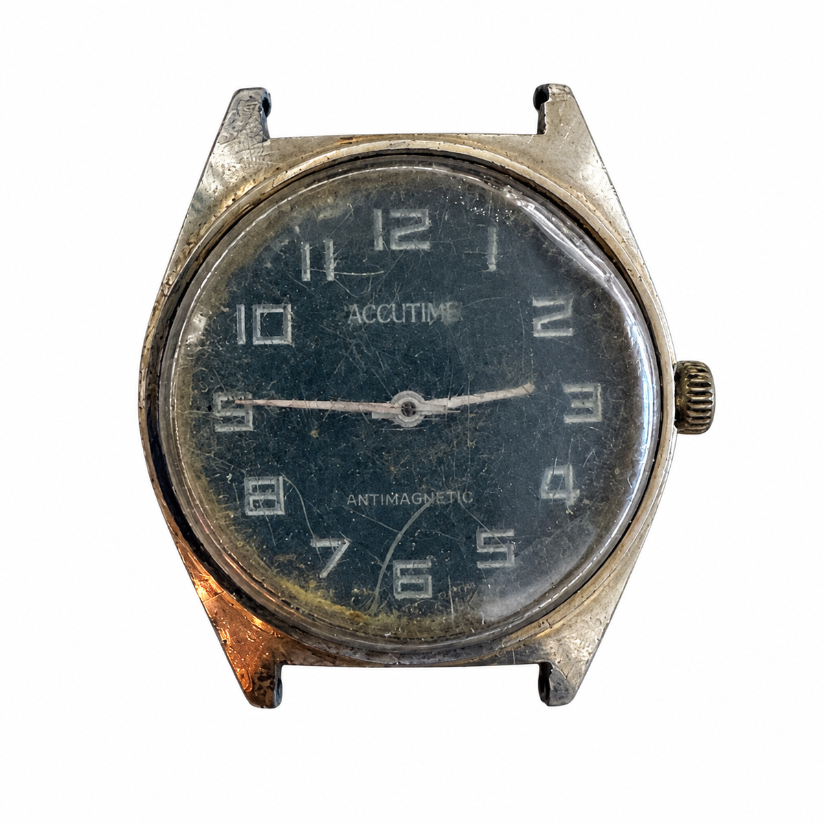 Vintage Accutime Black Dial Antimagnetic Men's Watch - Requires Winding