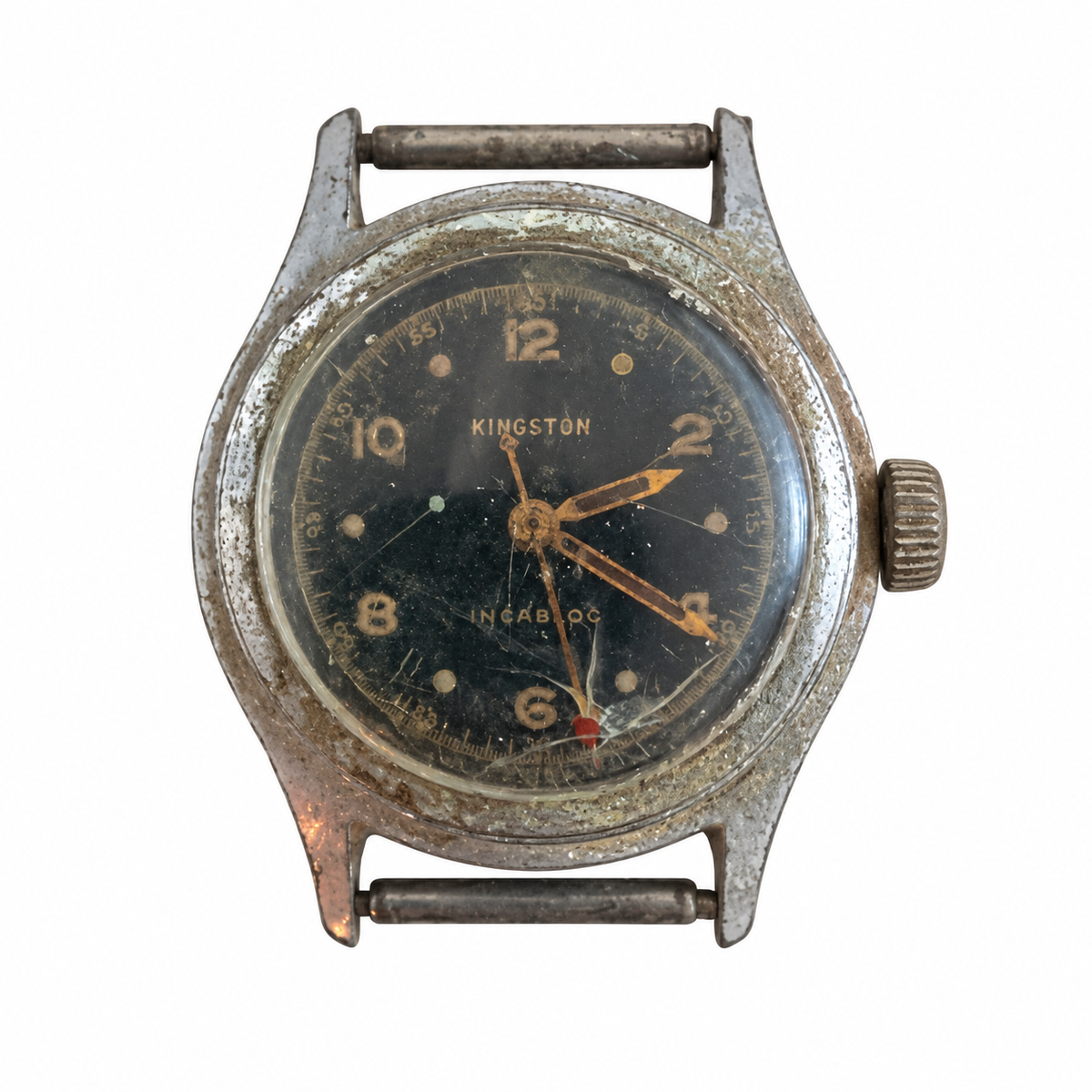 Vintage Kingston Black Dial Incabloc Men's Watch - Requires Winding