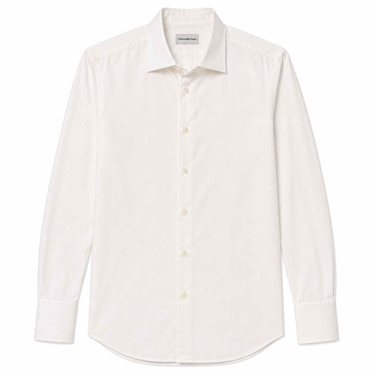 Ermenegildo Zegna Men's Cotton Dress Shirt - White Herringbone