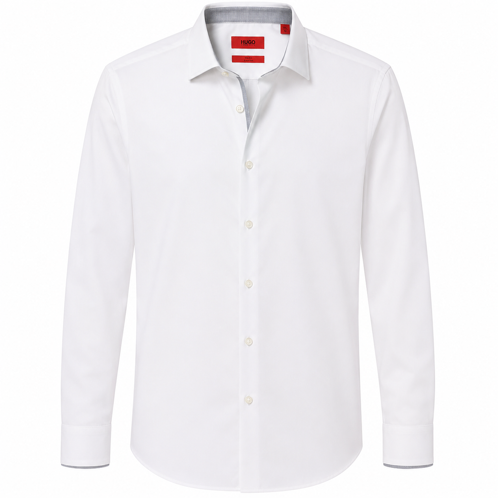 HUGO BOSS Slim Fit Easy Iron Men's Dress Shirt - White