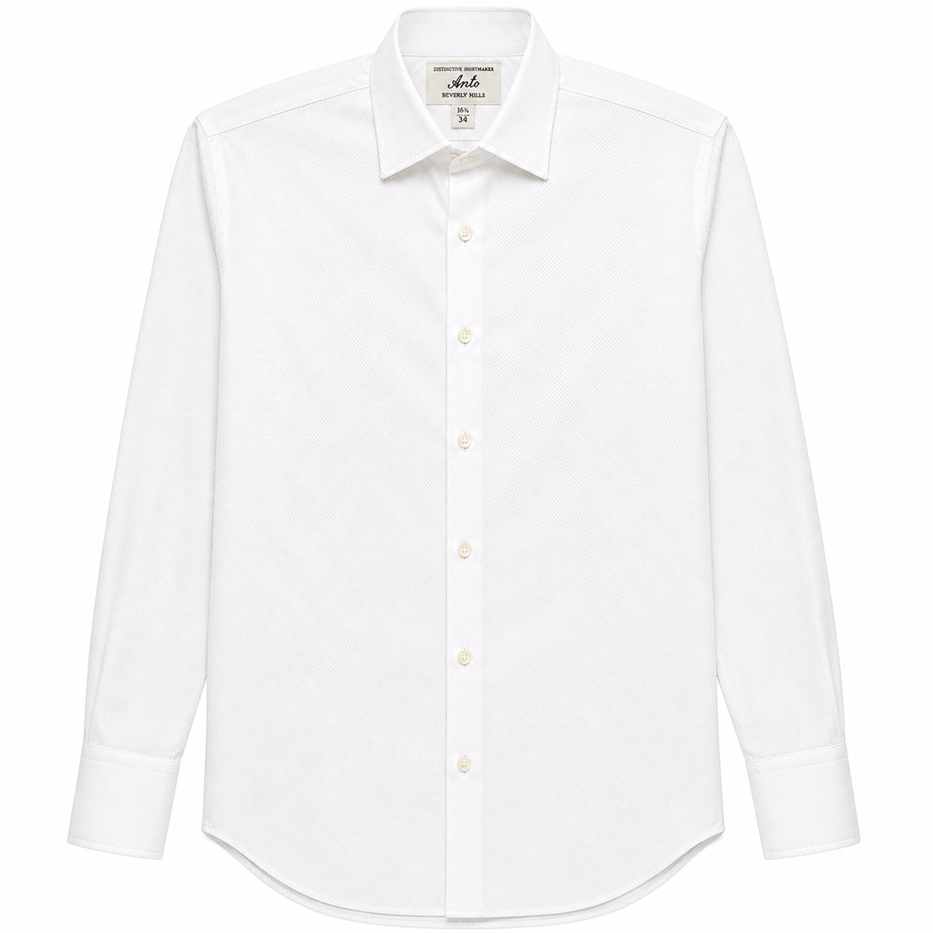 Anto Beverly Hills Men's Dress Shirt - White Textured Cotton