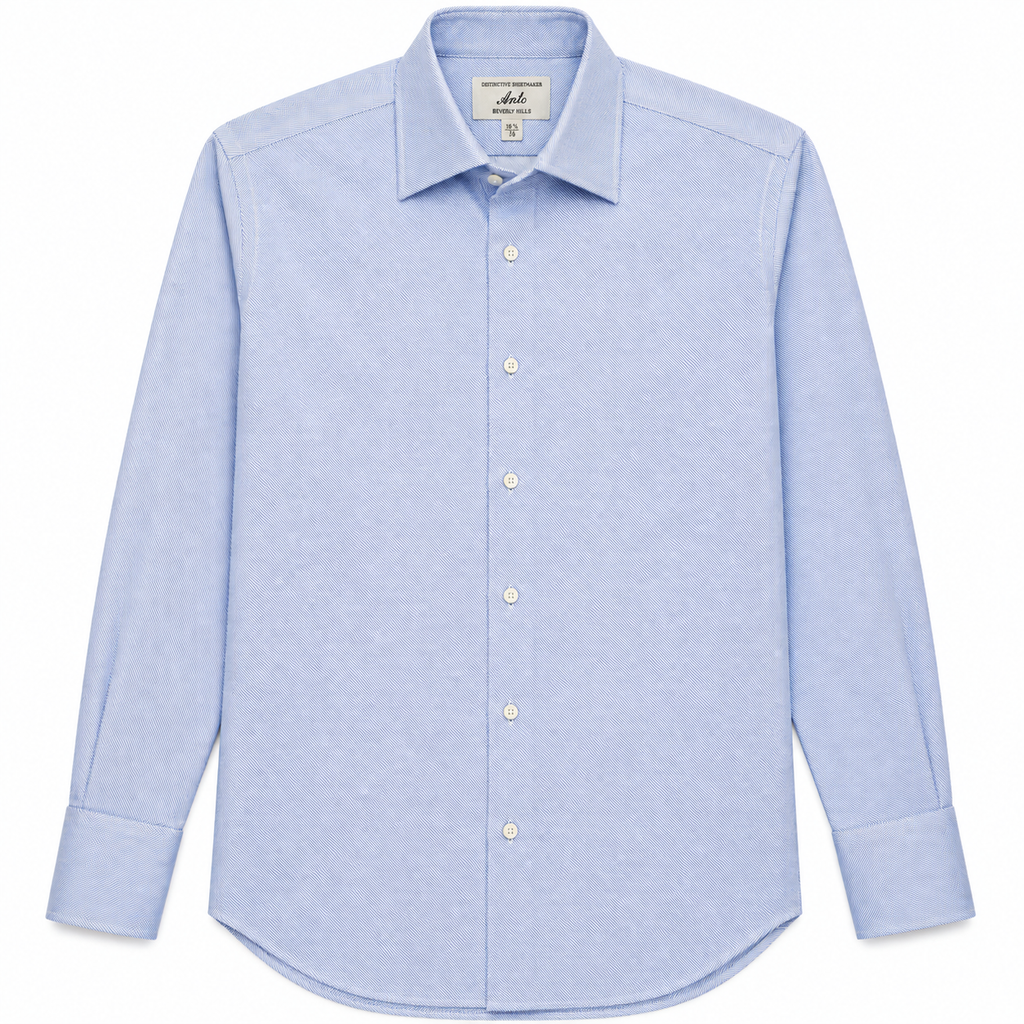Anto Beverly Hills Custom Dress Shirt - Light Blue Fine Stripe