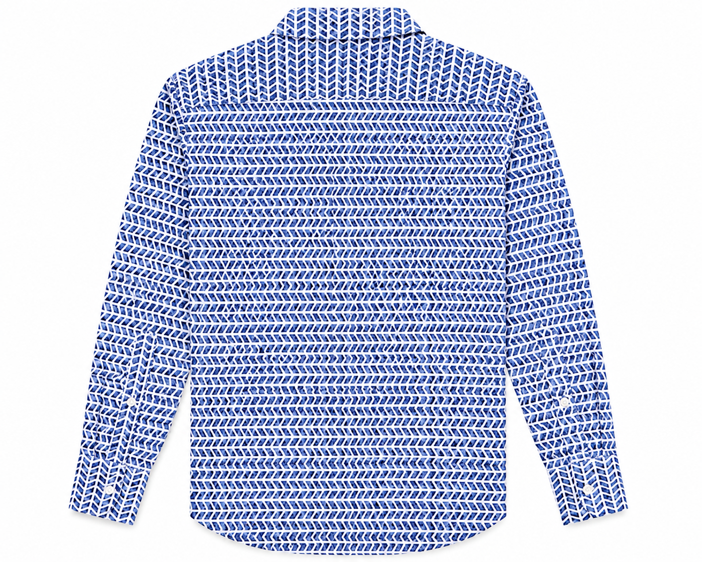 BOSS Performance Slim Fit Dress Shirt - Blue White Geometric Print