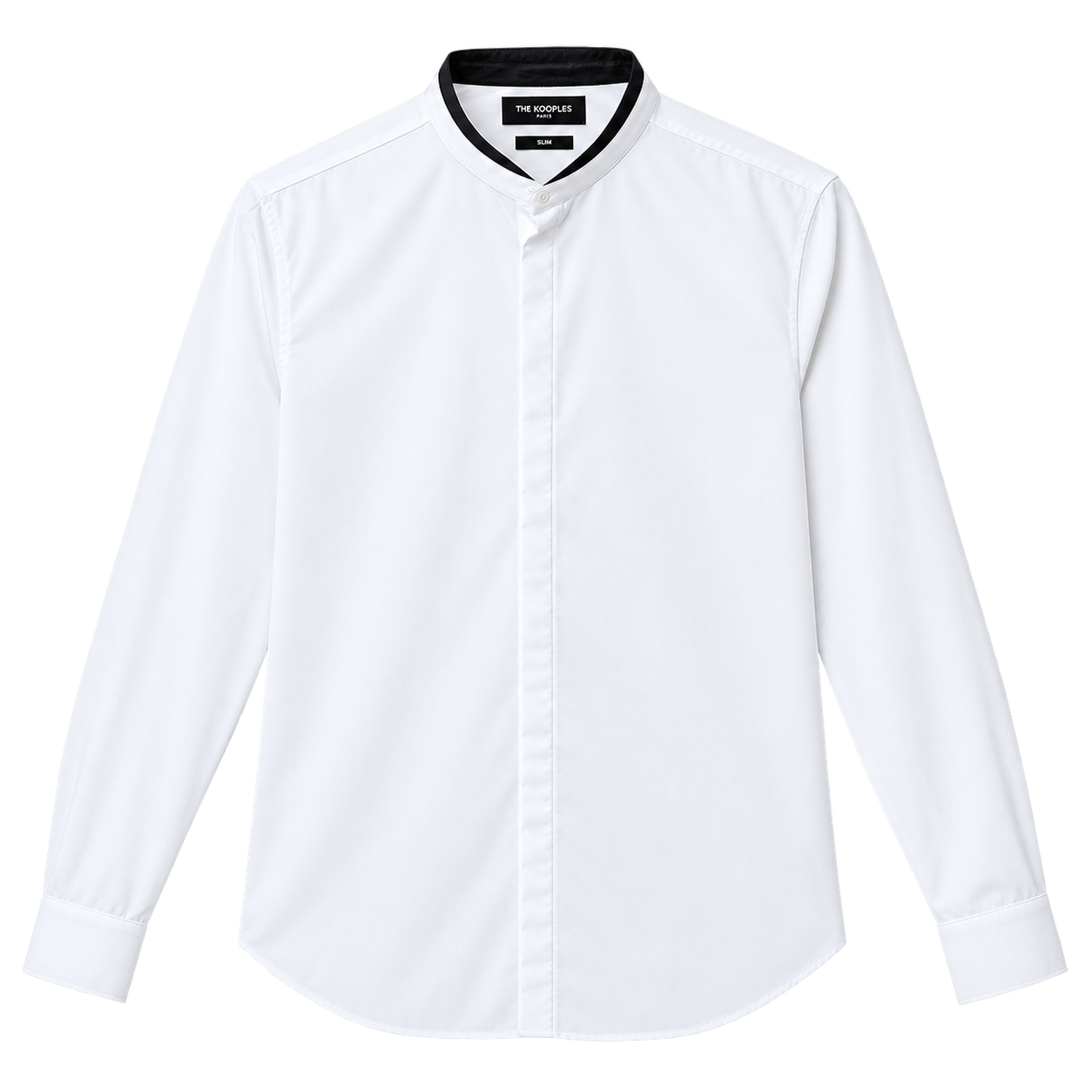 The Kooples Leather Officer Collar Slim Fit Shirt - White/Black