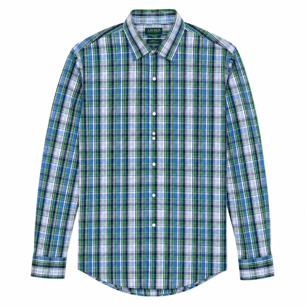 Lauren Ralph Lauren Tall Fit Performance Stretch Dress Shirt - Green/Blue Plaid