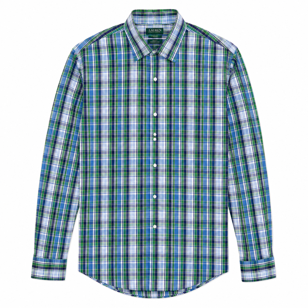 Lauren Ralph Lauren Tall Fit Performance Stretch Dress Shirt - Green/Blue Plaid