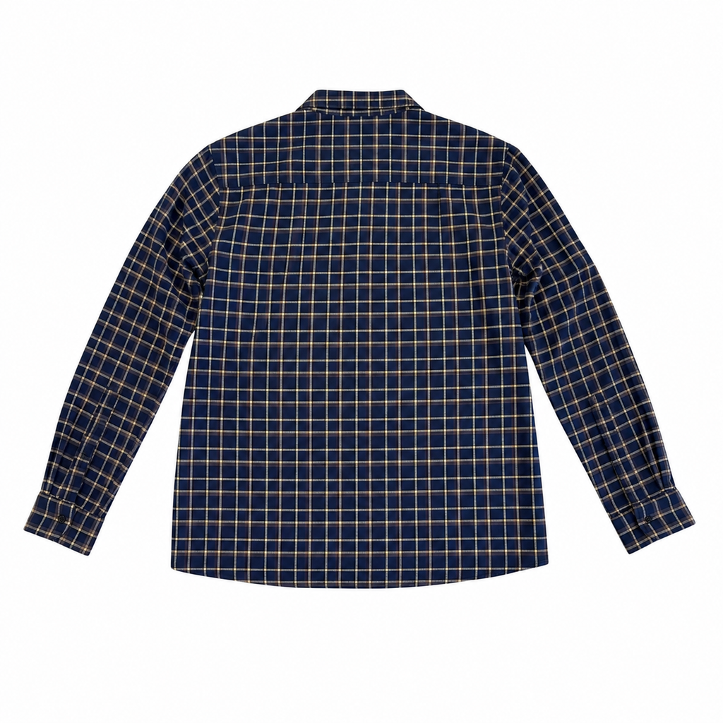 Theory Irving Men's Plaid Flannel Shirt - Navy Blue/Gray