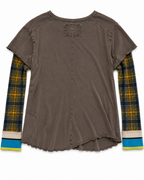 Free People We The Free Women's 88 Varsity Patchwork Top - Gray Plaid