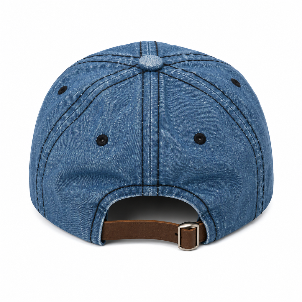 Five Four FF Logo Washed Denim Baseball Cap - Blue